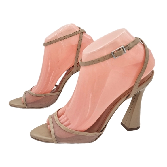 Steve Madden Shoes - Steve Madden Beki Strappy Mesh Ankle Strap Sandals Natural Beige Size 7.5 Chic H